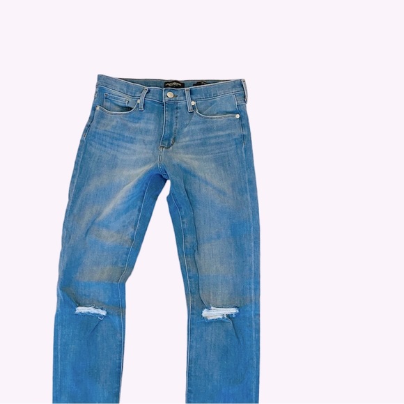 Banana Republic Skinny Ripped Jeans Denim Raw Hem Mid Light Blue 29 Long Tall - Picture 2 of 6